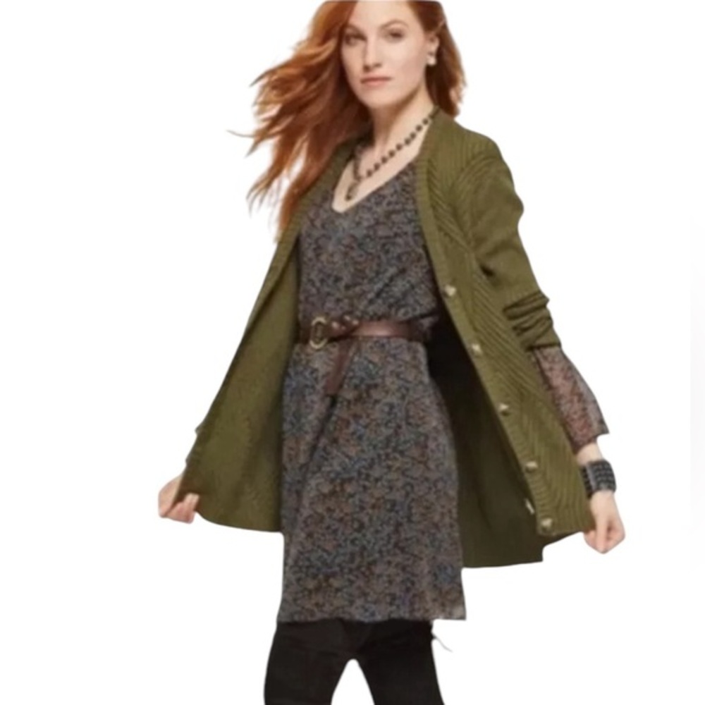 CABI POISE VNECK PRINT BELL SLEEVE CAREERWEAR BUSINESS DRESS M